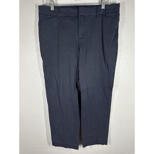 Faded Glory Pants Womens 14 Blue Polka Dot Cropped Straight Leg Stretch Casual